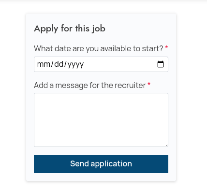 Modulo di candidatura per un lavoro