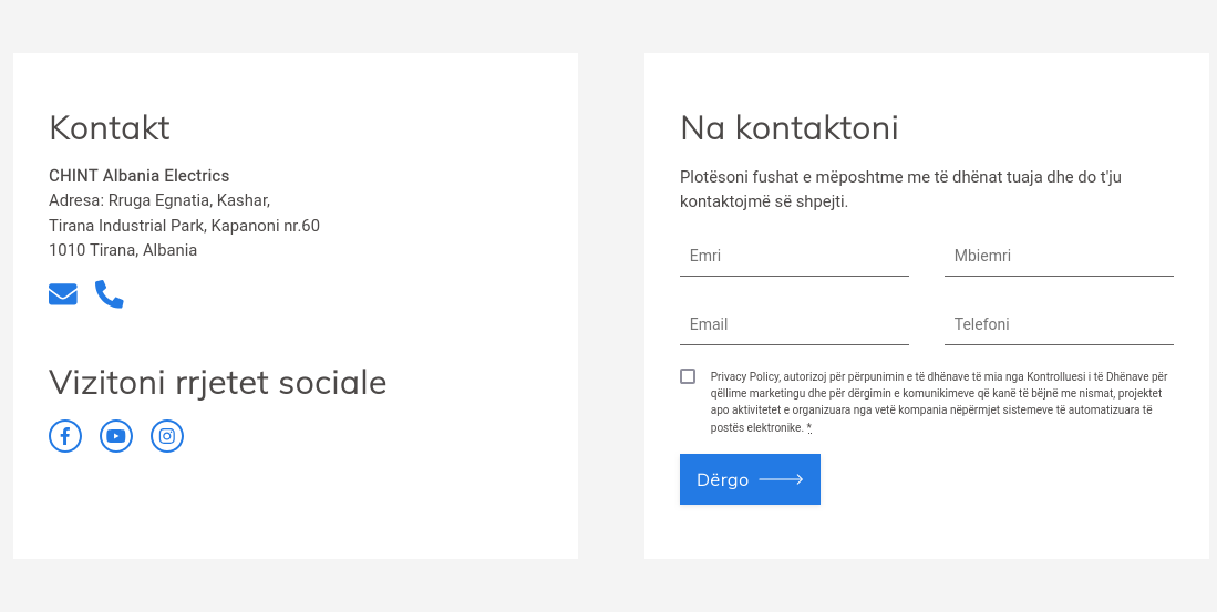 CHINT Albania's contact form