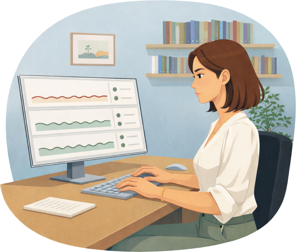 A web developer performs website maintenance.