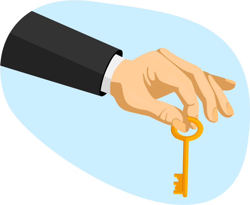 A hand holding a key