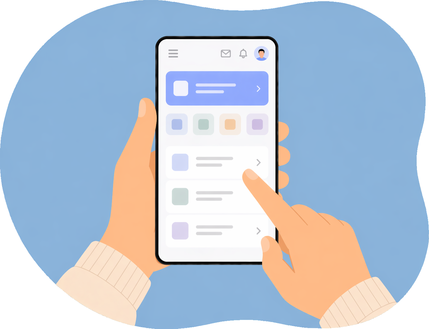 Mobile app development project displayed on a smartphone
