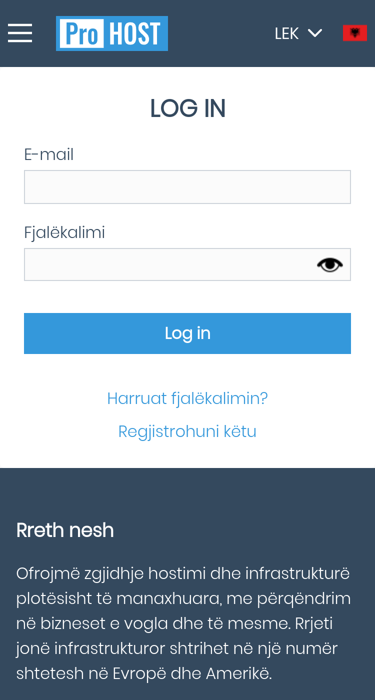 Photo of the login page