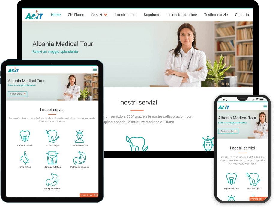 Photo of the website on devices of different sizes
