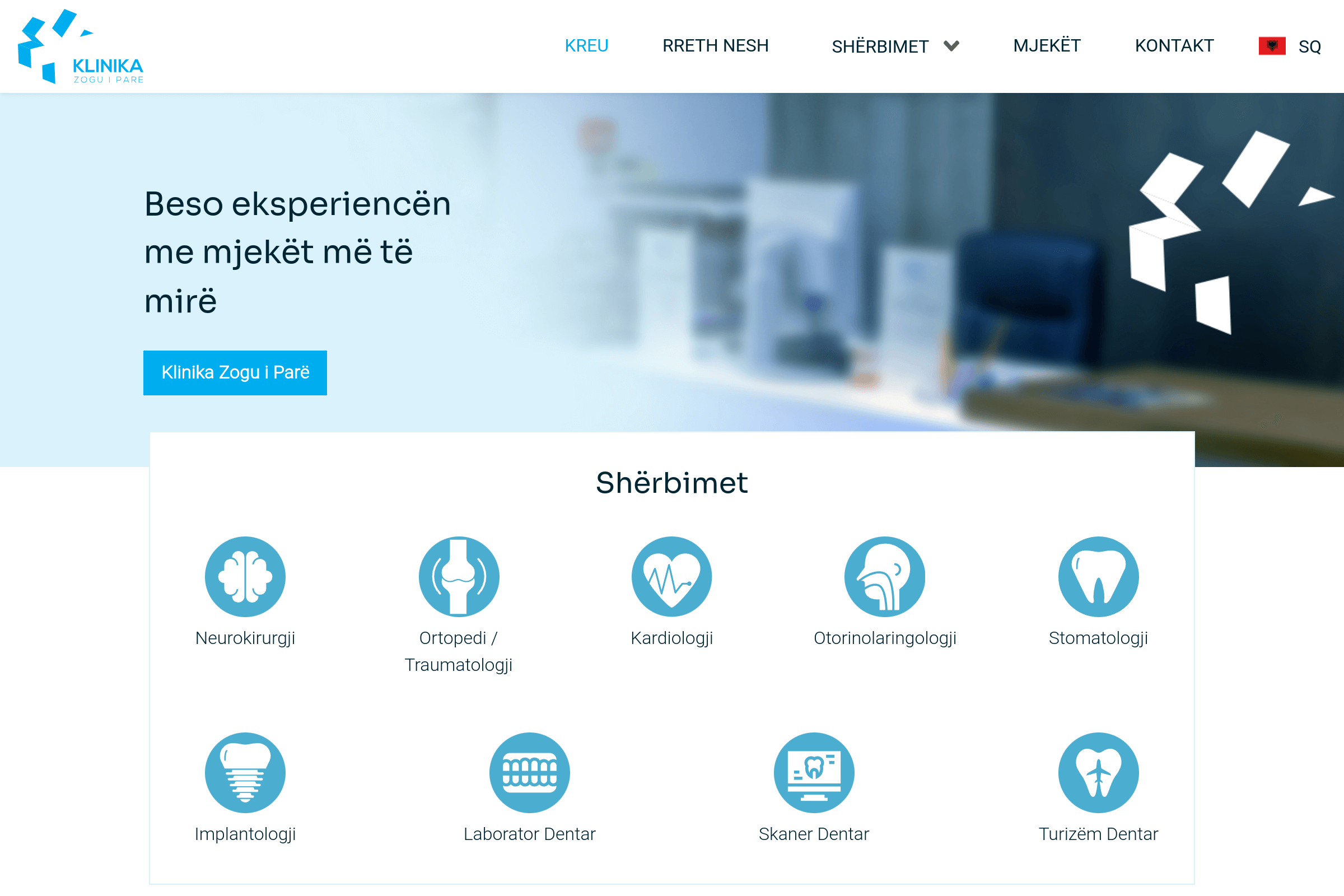 Homepage di Klinika Zogu i Parë